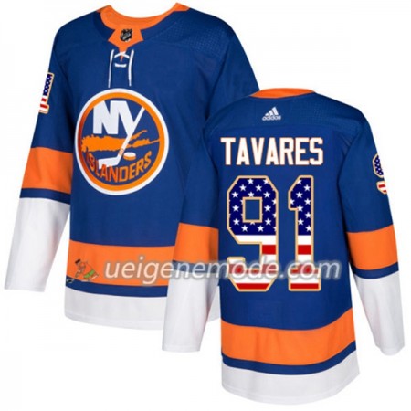 Herren Eishockey New York Islanders Trikot John Tavares 91 Adidas 2017-2018 Blue USA Flag Fashion Authentic